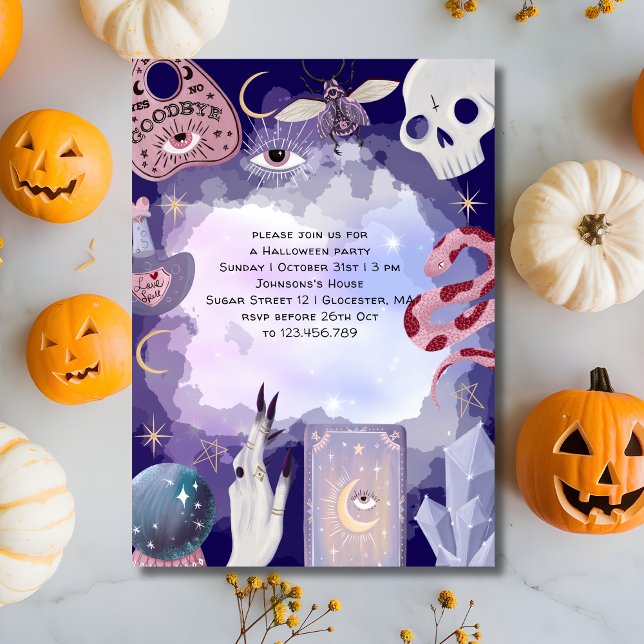 Invitation Fête d'halloween de sorcière mystique (Créateur téléchargé)