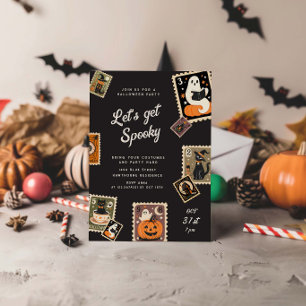 Invitation Fête d'Halloween de timbre postal éffrayant
