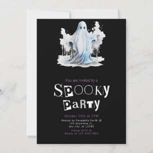 Invitation Fête d'Halloween déplaisante et blanche et bleue