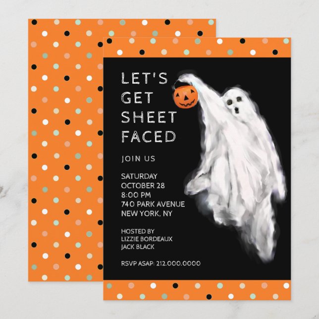Invitation Fête d'Halloween drôle (Devant / Derrière)
