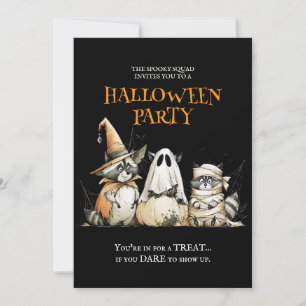 Invitation Fête d'Halloween drôle avec une Équipe Squelettiqu