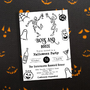 Invitation Fête d'Halloween drôle et fantaisiste dessinée à l