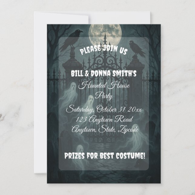 Invitation Fête d'Halloween du cimetière éffrayant (Devant)