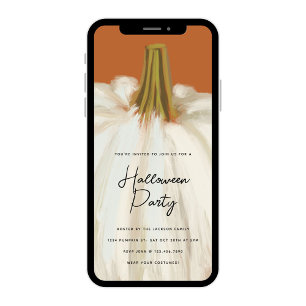 Invitation Fête d'Halloween du Citrouille blanc