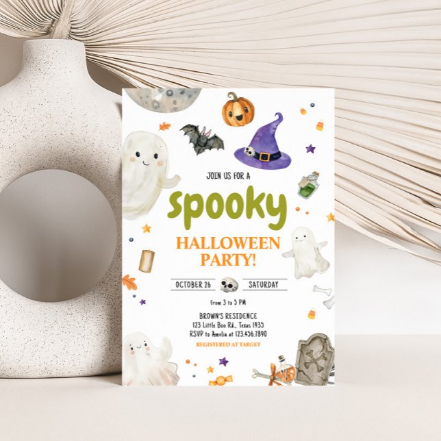 Invitation Fête d'Halloween éffrayant (Ghost Spooky Halloween Party Invitation)