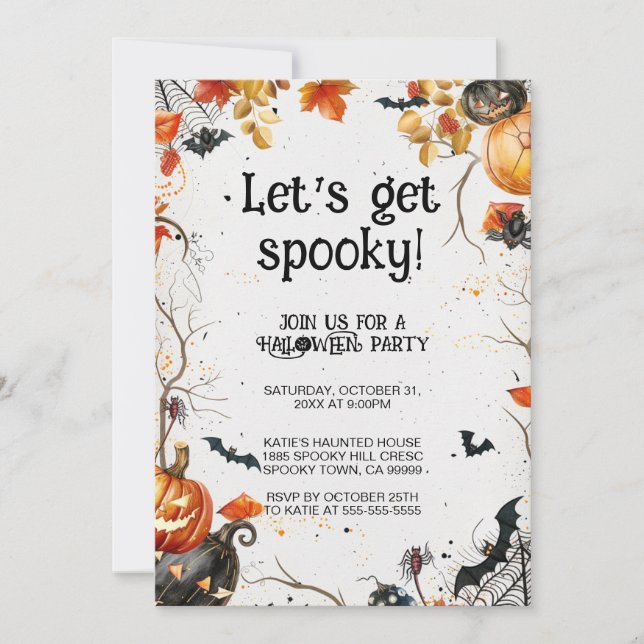 Invitation Fête d'Halloween Éffrayante (Devant)