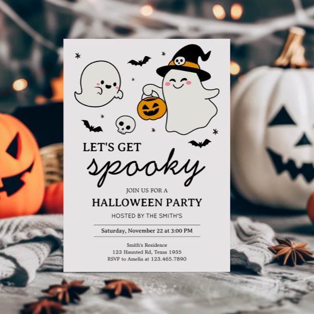Invitation Fête d'Halloween Éffrayante (Let's Get Spooky Halloween Party Invitation)