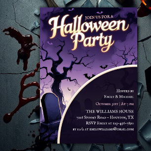 Invitation Fête d'Halloween effrayante au cimetière effrayant