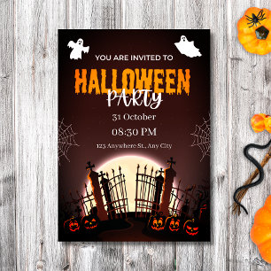 Invitation Fête d'Halloween éffrayante et Citrouille