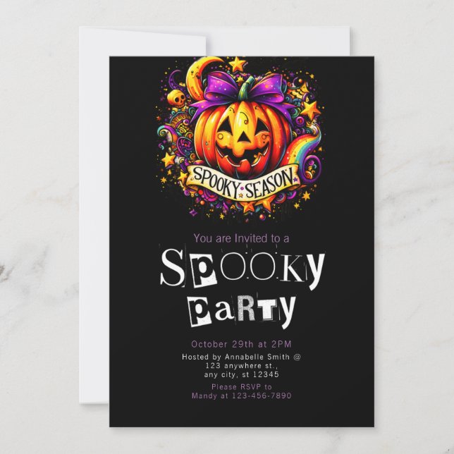 Invitation Fête d'Halloween Éffrayante Jack-O' (Devant)