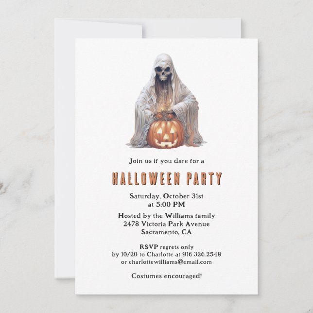 Invitation Fête d'Halloween éffrayante Jack-O-Lantern (Devant)