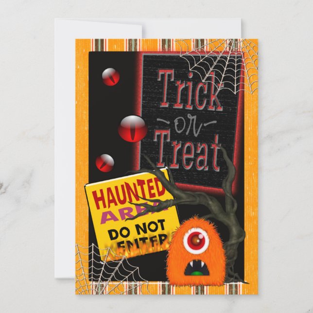 Invitation FÊTE D'Halloween éffrayante-Taculaire (Devant)