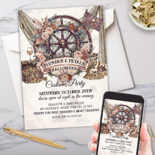 Invitation Fête d'Halloween élégante et vintage pour adultes 