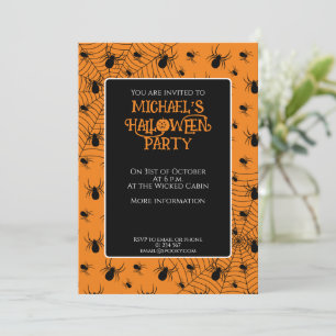 Invitation Fête d'Halloween en orange noir Personnalisé
