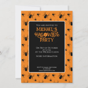 Invitation Fête d'Halloween en orange noir Personnalisé