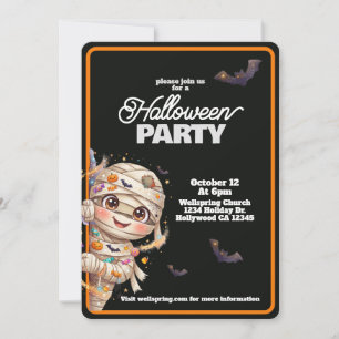 Invitation Fête d'Halloween familiale Mummy Mignonne