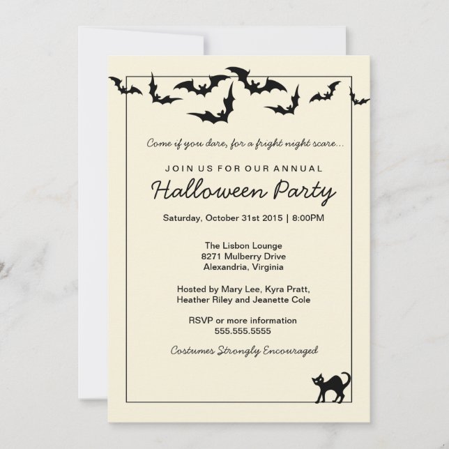 Invitation Fête d'Halloween / Fête du costume / Fête des adul (Devant)