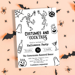 Invitation Fête d'Halloween funky, fantaisiste et fantasmagor