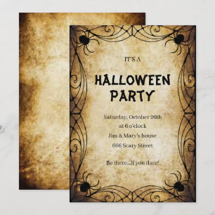 Invitation Fête d'Halloween gothique des araignées