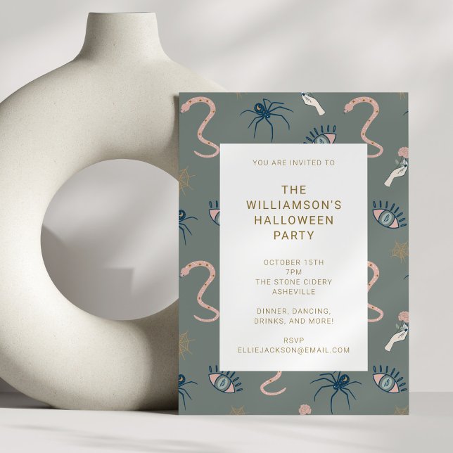 Invitation Fête d'Halloween gothique grise de cuisine (Créateur téléchargé)