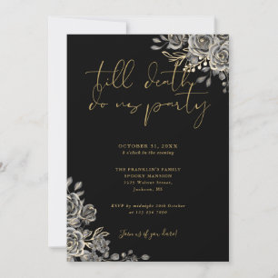Invitation Fête d'Halloween Gothique Noir Et Or Adulte