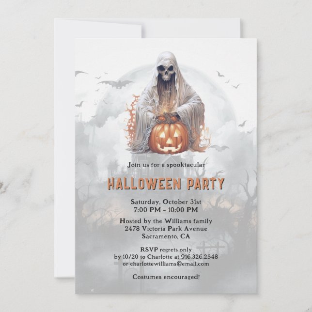 Invitation Fête d'Halloween Jack-O-Lanterns éffrayant (Devant)