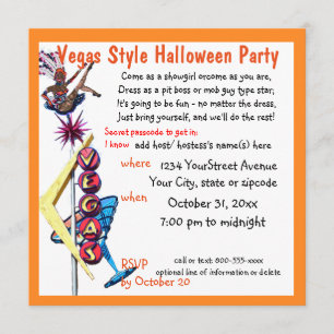 Invitation Fête d'Halloween Las Vegas Showgirl