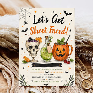 Invitation Fête d'Halloween Let's Get Sheet Faced