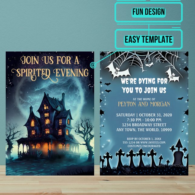 Invitation Fête d'Halloween Maison Hantée Effrayante (Use these awesome invitations to get your guest in the mood right away. )