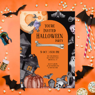 Invitation Fête d'Halloween Manger Boire Soyez Effrayant