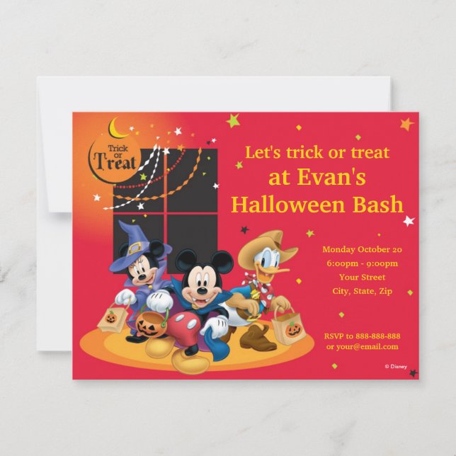 Invitation Fête d'Halloween Mickey et ses amis (Devant)