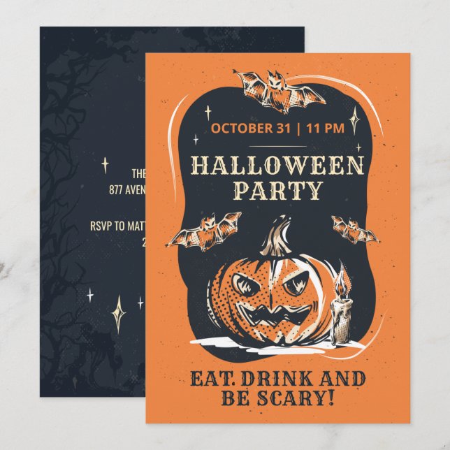 Invitation Fête d'Halloween moderne (Devant / Derrière)