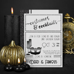 Invitation Fête d'Halloween moderne noir et blanc