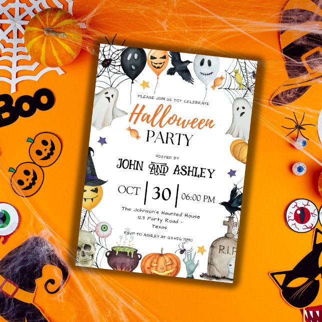 Invitation Fête d'Halloween moderne pour enfants et adultes (Créateur téléchargé)