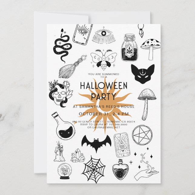 Invitation Fête d'Halloween Mystic Witchcraft (Devant)