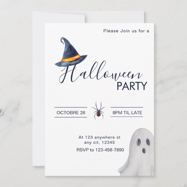 Invitation Fête d'Halloween neutre classique (Devant)