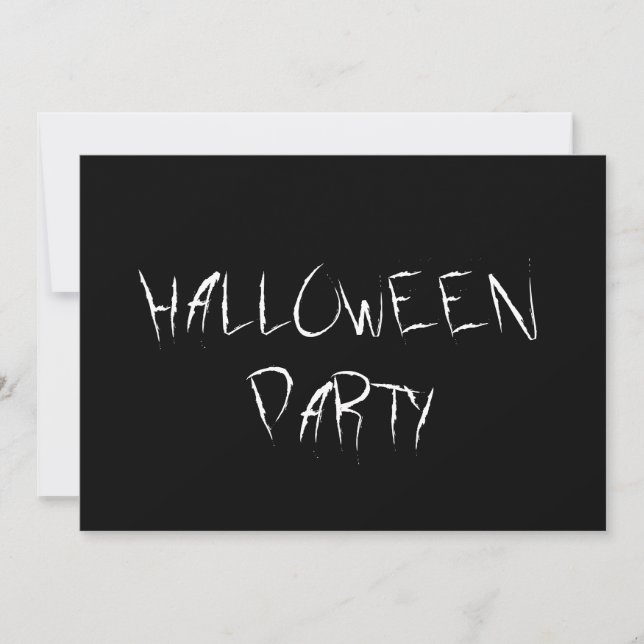 Invitation Fête d'Halloween noir et blanc (Devant)