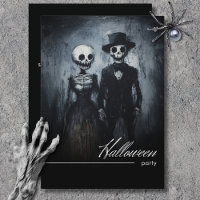 Fête d'Halloween noir et blanc Ghoul Couple souria