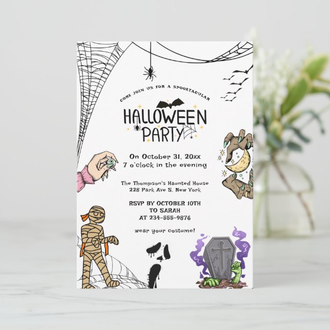 Invitation Fête d'Halloween | Nuit éffrayante du costume d'ho (Debout devant)