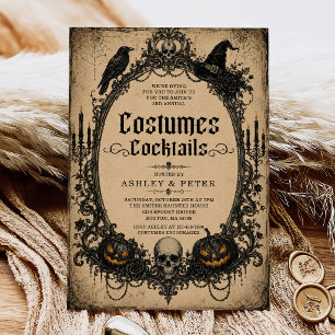 Invitation Fête d'Halloween pour adultes : Costumes et Cockta