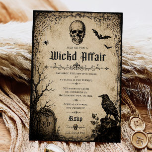 Invitation Fête d'Halloween pour adultes Crâne vintage