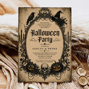 Invitation Fête d'Halloween pour adultes crâne vintage