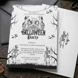 Invitation Fête d'Halloween pour adultes squelette gothique v