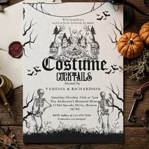 Invitation Fête d'Halloween pour adultes squelette gothique v