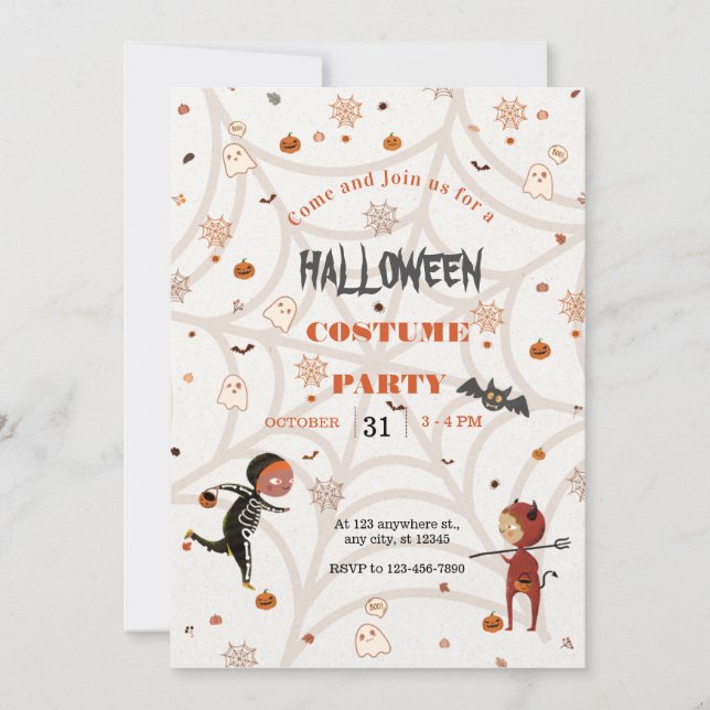Invitation Fête d'Halloween pour enfants (Devant)