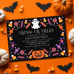 Invitation Fête d'Halloween pour enfants avec friandises dans