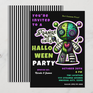 Invitation Fête d'Halloween pour l'ours vaudou étrange et inh