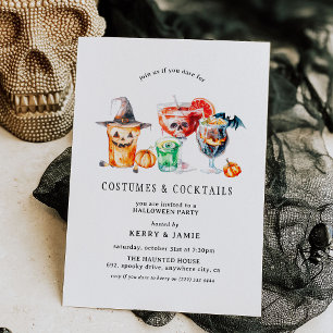 Invitation Fête d'Halloween Simple Costumes & Cocktails