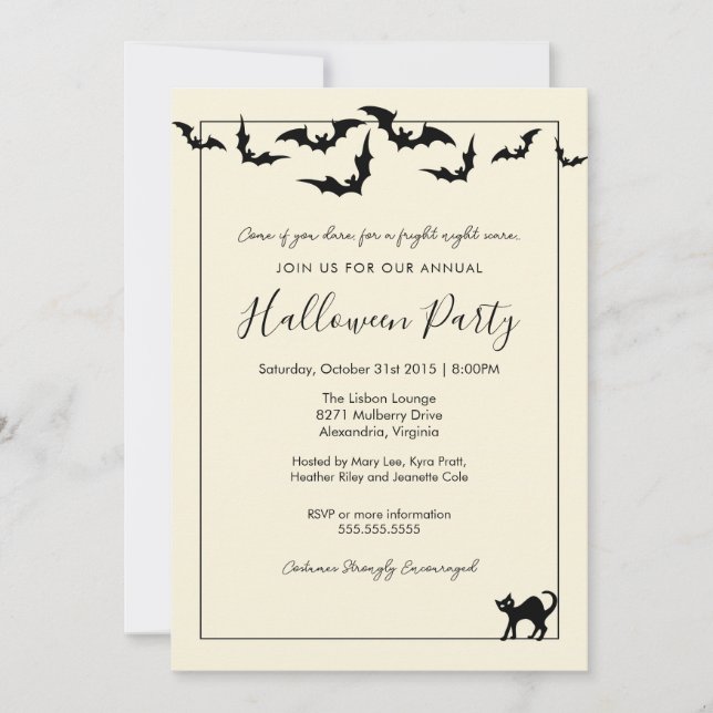 Invitation Fête d'Halloween, Soirée costumée, Halloween simpl (Devant)