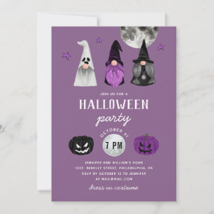 Invitation Fête d'Halloween   Sorcières et fantômes pourpres